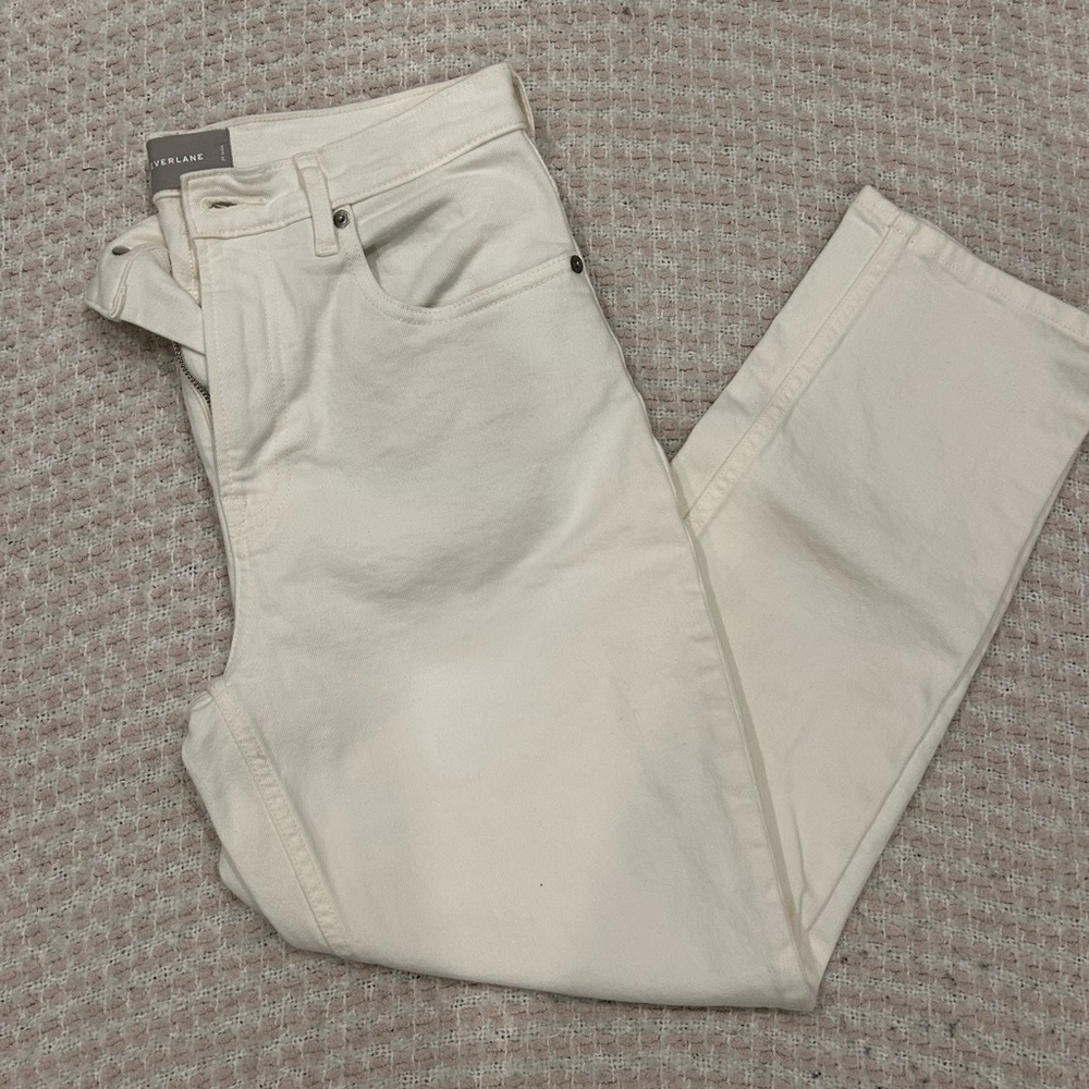 Everlane High Waist Straight Ankle White Denim Pants